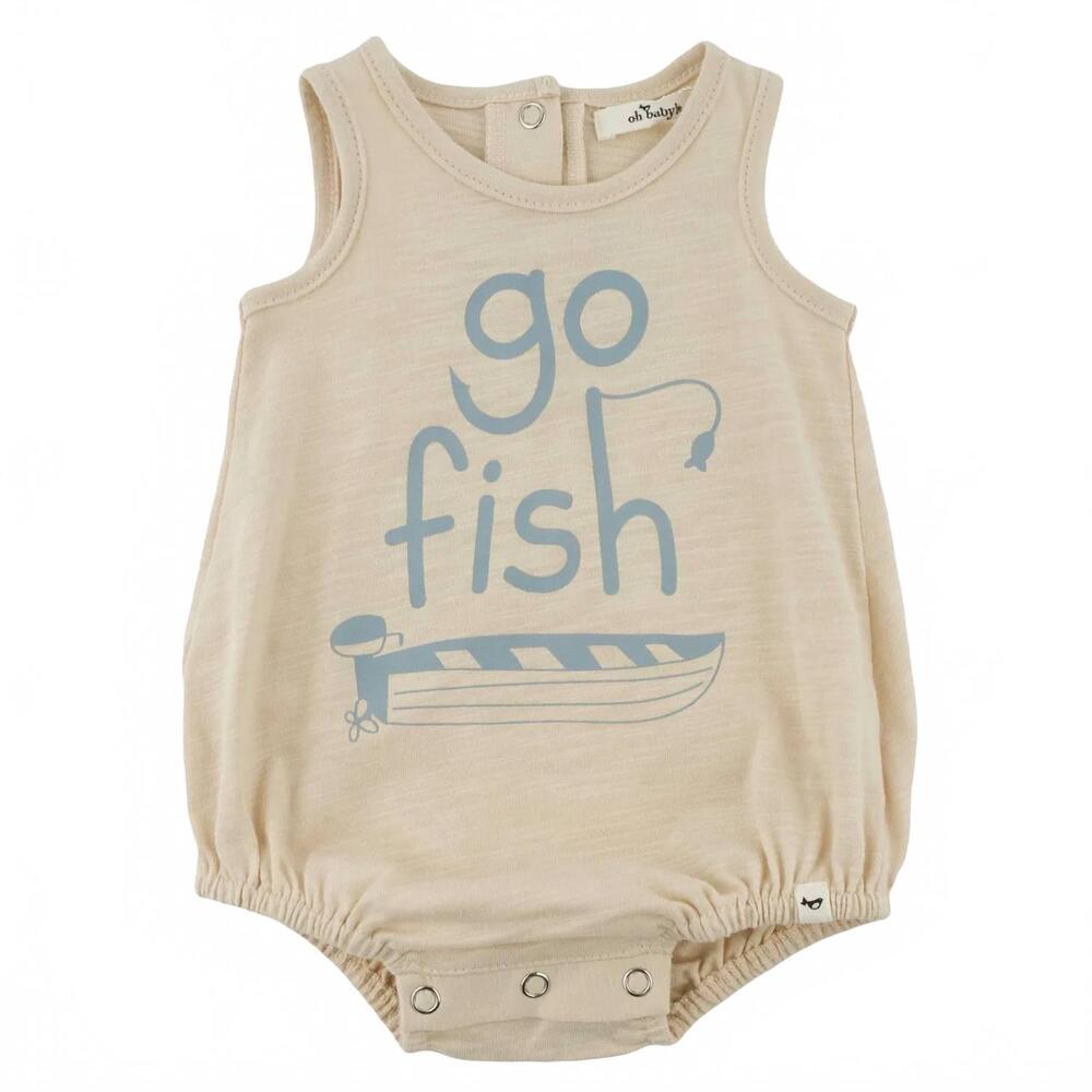 NEW OH BABY! infant "go fish" print bubble onesie in natural
